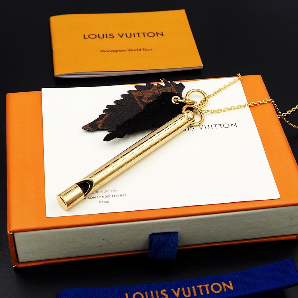Louis Vuitton Monogram World Tour Gold Plated Necklace